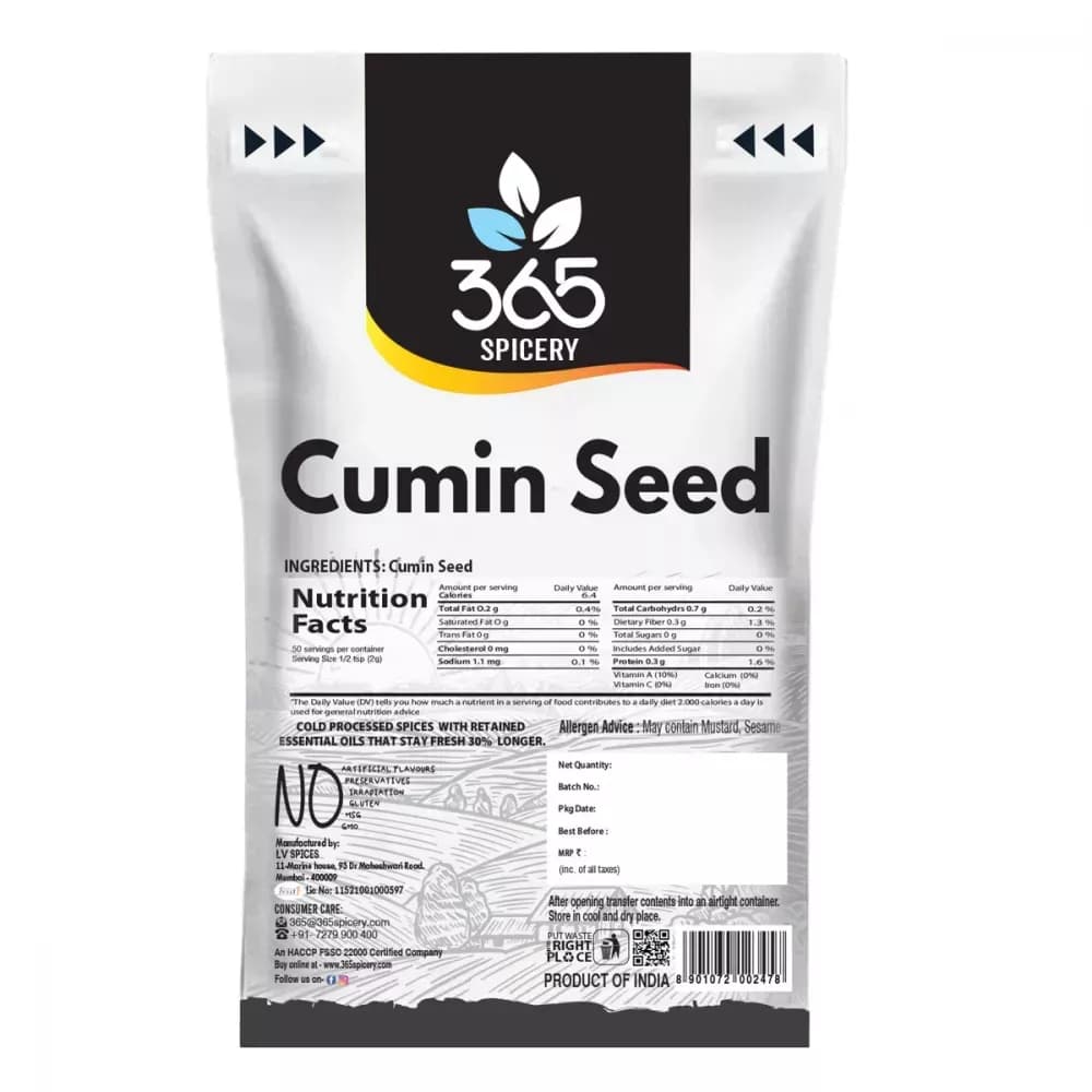 365 Spicery Cumin Seed Nutrition Facts