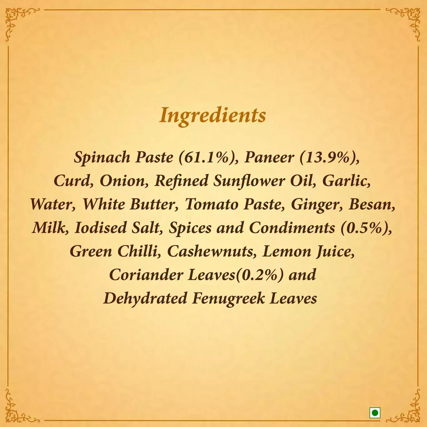 Palak Paneer-Ingredients