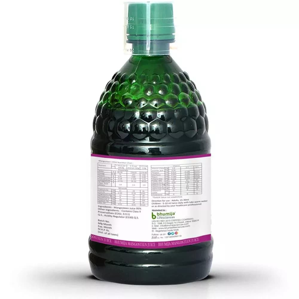 Bhumija Mangosteen Juice 500 ml Manufacturing Details