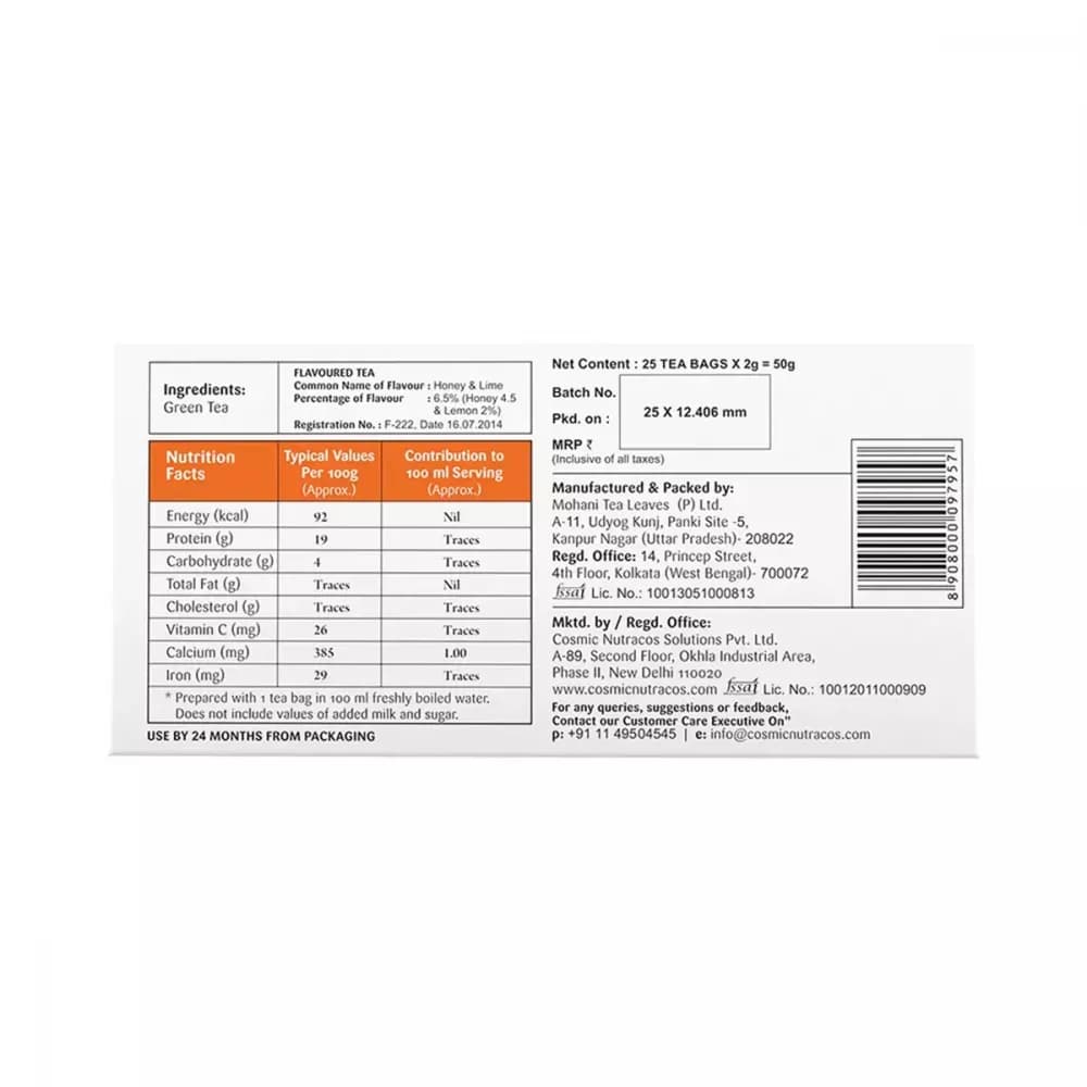 Gaia Green Tea & Lemon & Honey 50 g nutrition_facts & Manufacturing Details