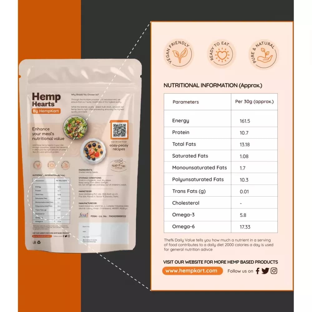 Hemp Kart Hemp Hearts Nutrition Facts