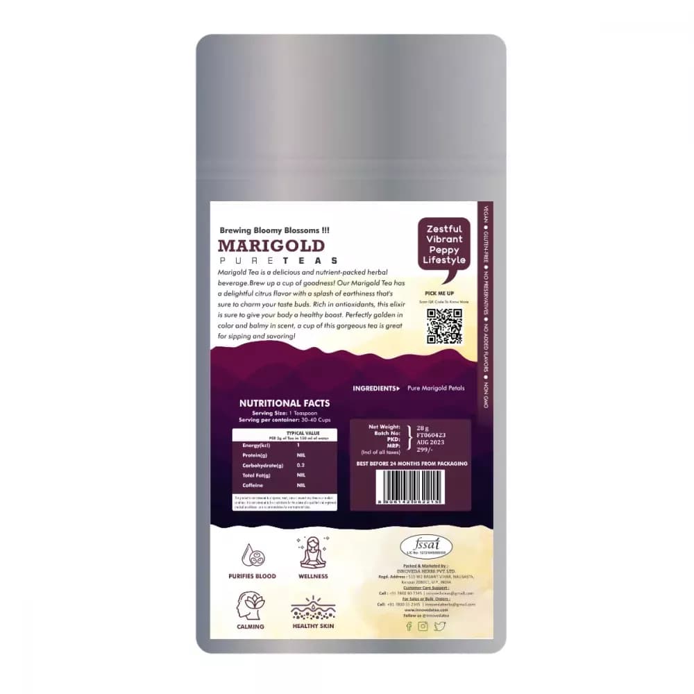 Innoveda Marigold Tea 28 Powder Supplement Facts