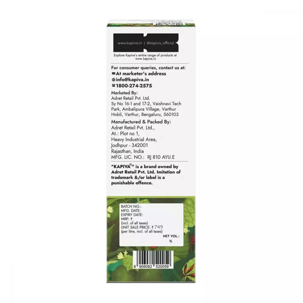 Kapiva Ayurveda Noni Juice 1 L Manufacturing Details