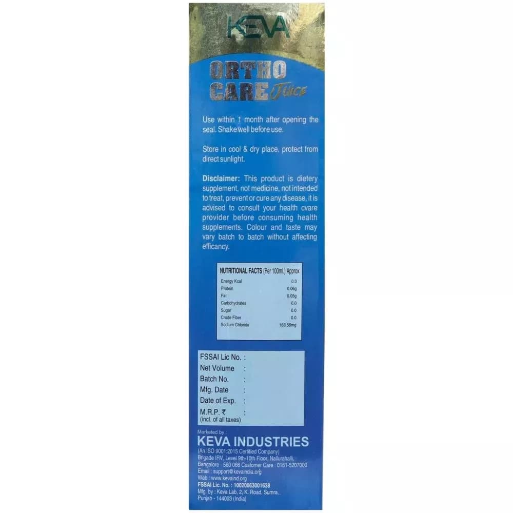 Keva Ortho Care Juice 750 ml Nutrition Facts