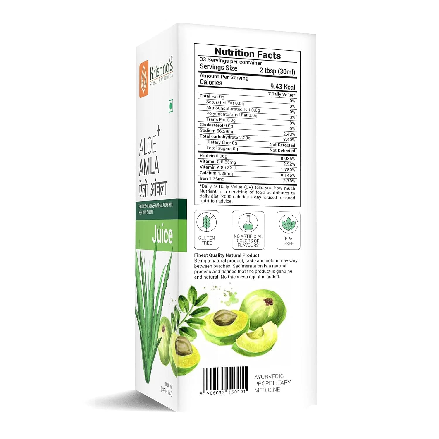 Krishna's Amla Aloe Vera Juice nutrition facts