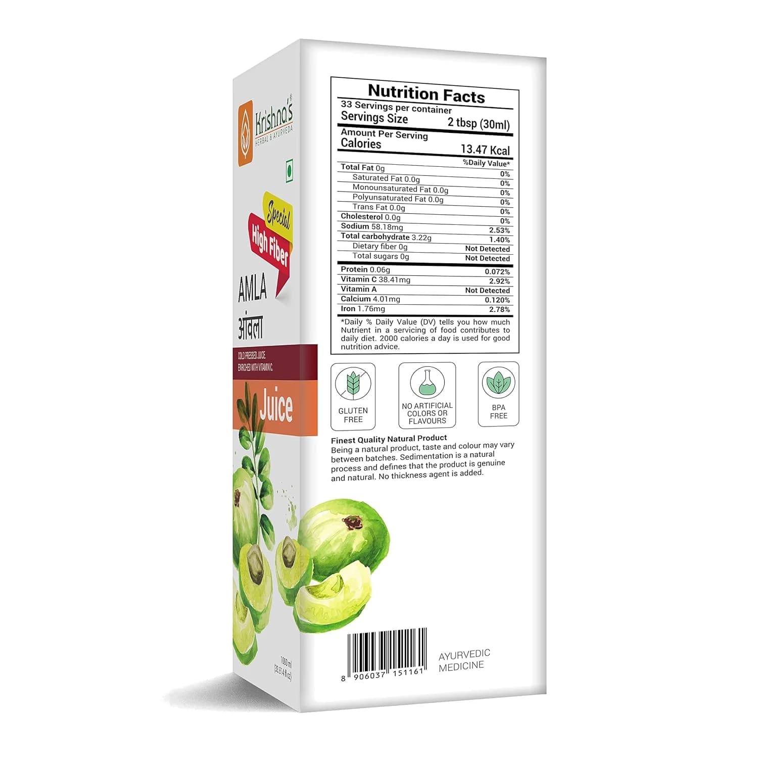 Krishna's Amla Juice nutrition facts
