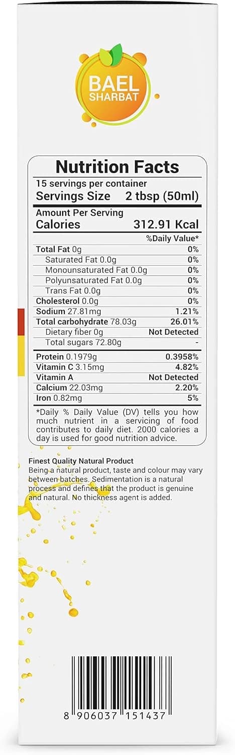 Krishna's Bael Juice nutrition facts