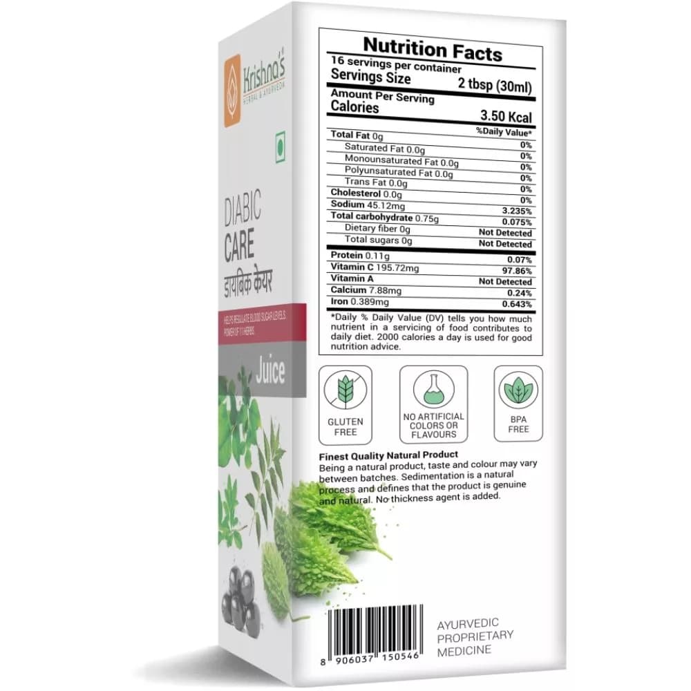 Krishna's Diabic Care Juice direction for use & manufacturing details