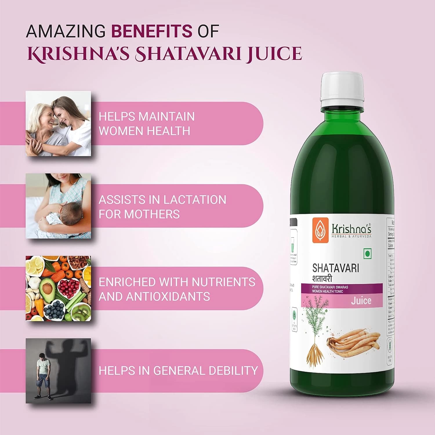 Krishna's Shatavari Juice 500 ml benefits