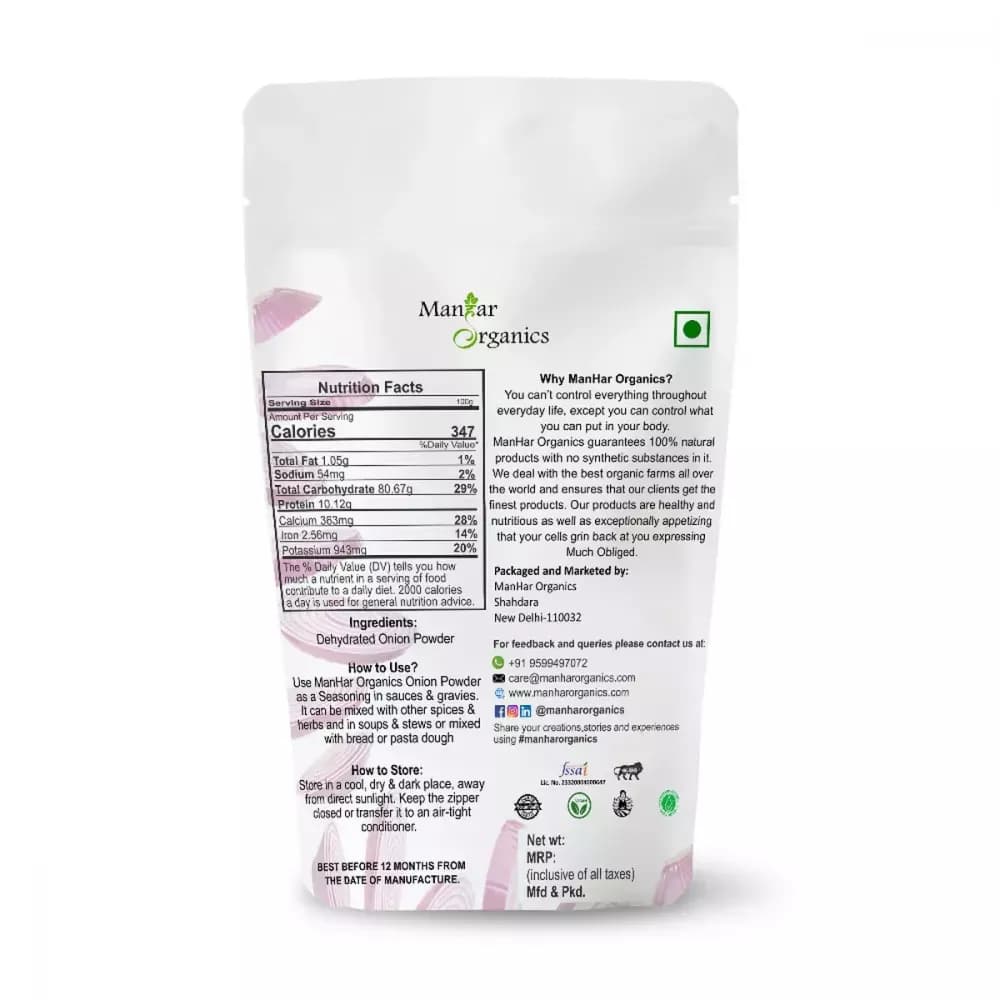 Manhar Organics Onion Powder Nutrition Facts