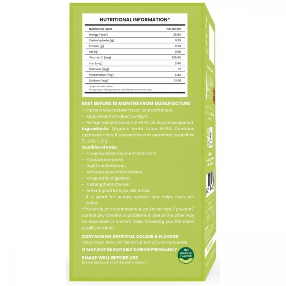 Nutriorg Amla Juice 1 L Nutrition Facts