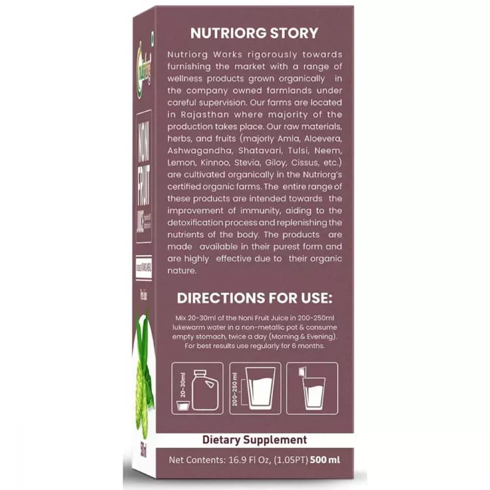 Nutriorg Noni Juice 500 ml Product Details