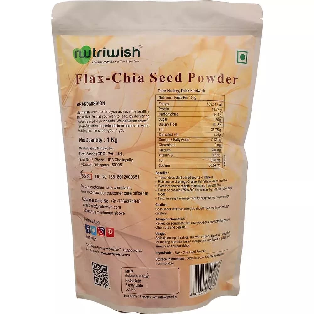 Nutriwish Flax Chia Seed Powder Nutrition Facts