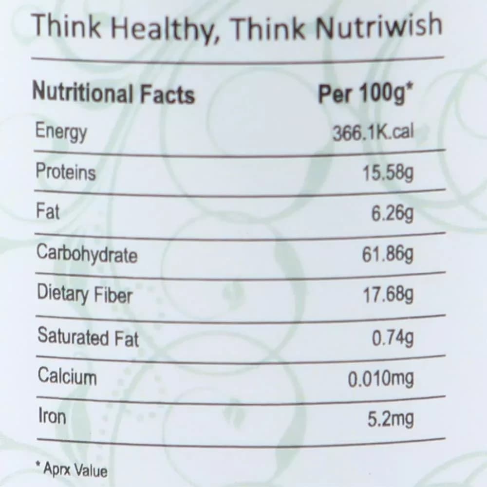 Nutriwish Quinoa Flour 250 g nutrition facts