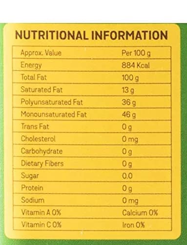 Resona Organic Sunflower Oil Nuttrition Facts