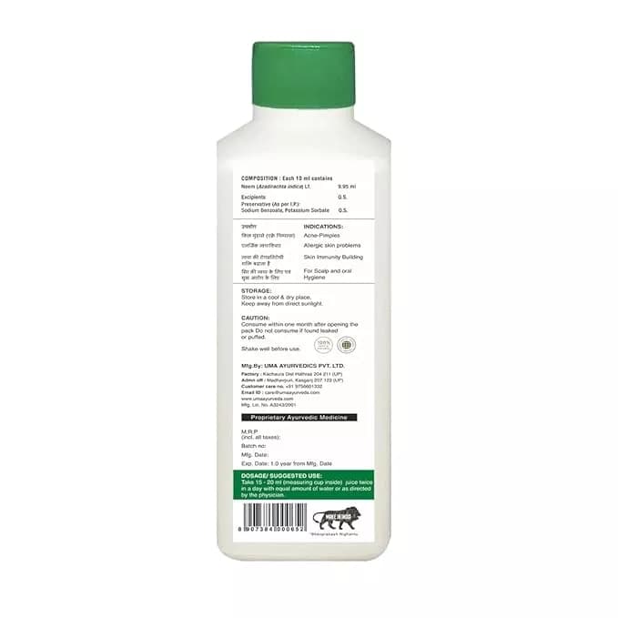 Uma Ayurveda Neem Juice 1 L Composition