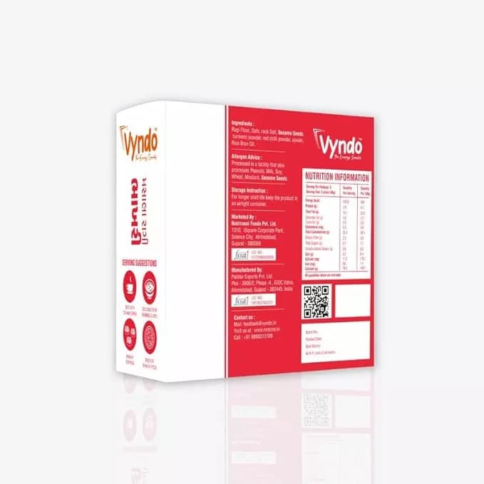 Vyndo Masala Ragi Bhakhri 180 g Nutrition Facts