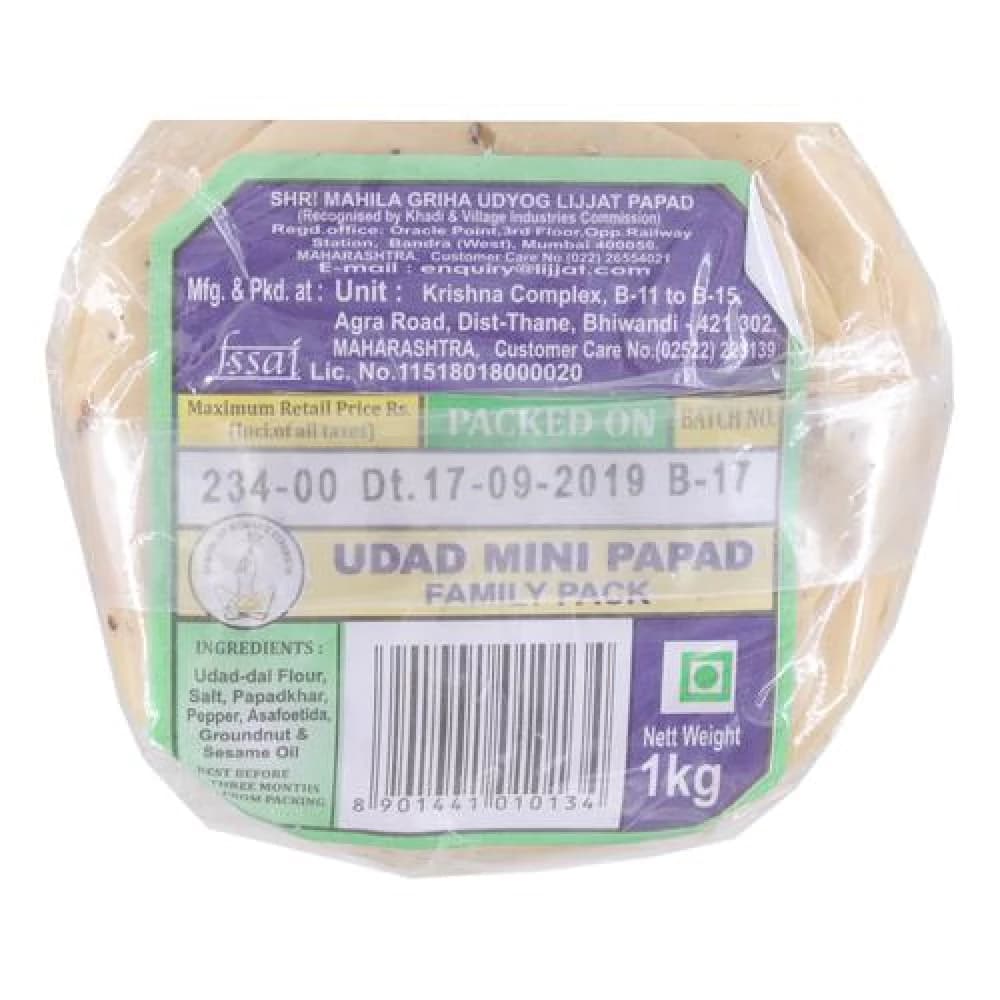 1 Kg Pouch Lijjat Papad Urad Mini ShopIndianProductsa