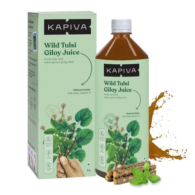 1 L Kapiva Ayurveda Wild Tulsi Giloy Juice Natural Juice For Building Immunity ShopIndianProductsa