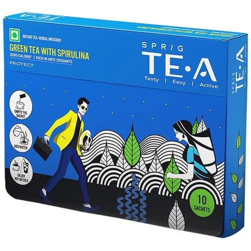 10 Pcs Carton Box Sprig Tea Green Tea With Spirulina ShopIndianProductsa
