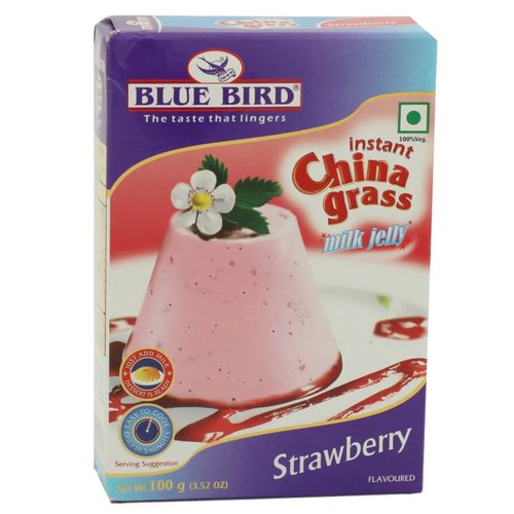 100 G Carton Blue Bird Instant China Grass Milk Jelly Strawberry Flavoured ShopIndianProductsa