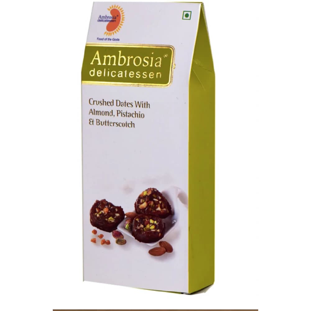 Ambrosia Delicatessen Crushed Dates with Almond, Pistachio & Butterscotch — 100 g