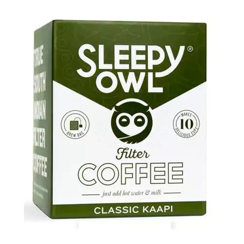 100 G Pack Of 10 Sleepy Owl Filter Coffee Bags Arabica Beans Blend ShopIndianProductsa