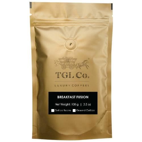 100 G Pouch Tgl Co Breakfast Fusion Luxury Coffee Beans Arabica Robusta ShopIndianProductsa