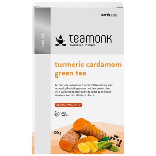 100 G Teamonk High Mountain Turmeric Cardamom Loose Leaf Green Tea Boosts Immunity Helps In Weight Loss ShopIndianProductsa