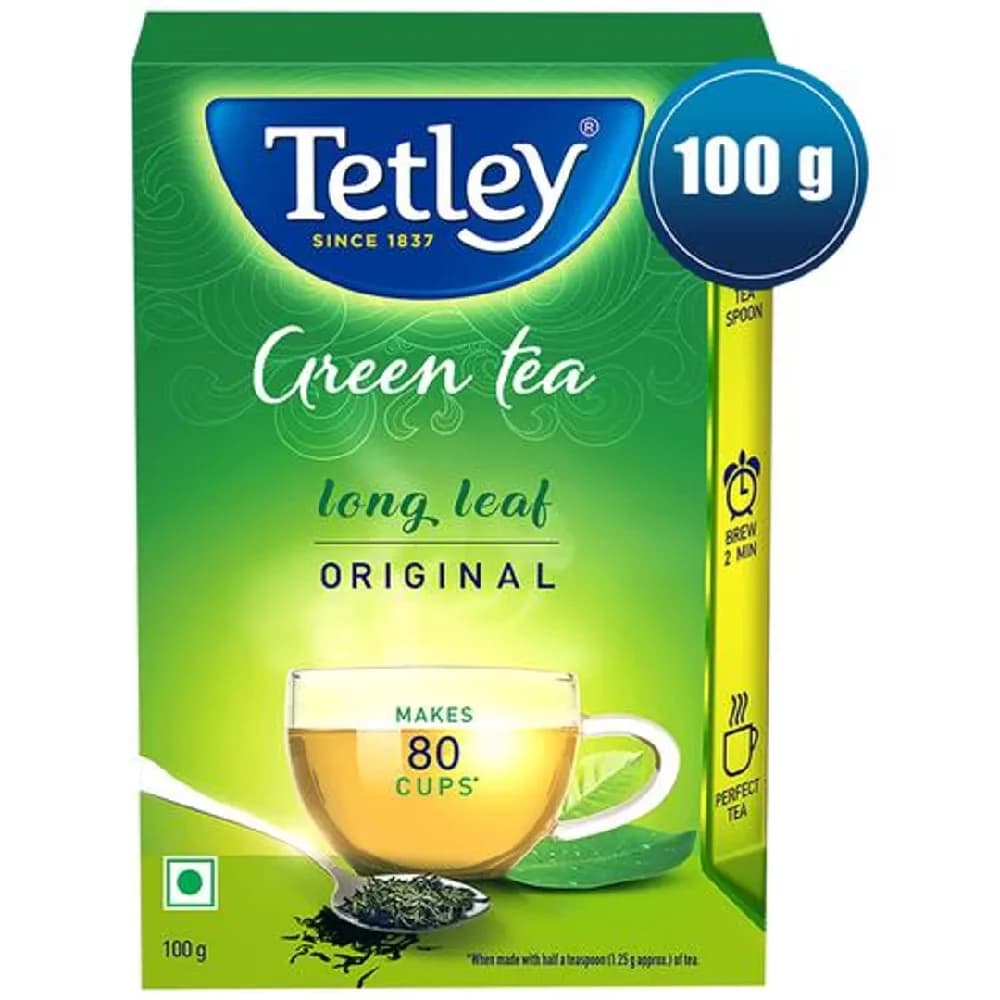 100 G Tetley Long Leaf Original Green Tea Rich Source Of Antioxidants ShopIndianProductsa