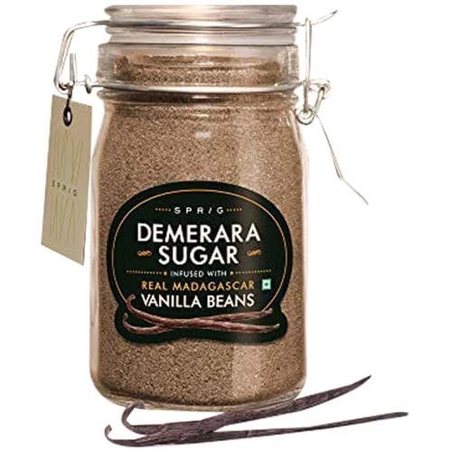 175 G Glass Jar Sprig Demerara Sugar Vanilla Beans ShopIndianProductsa