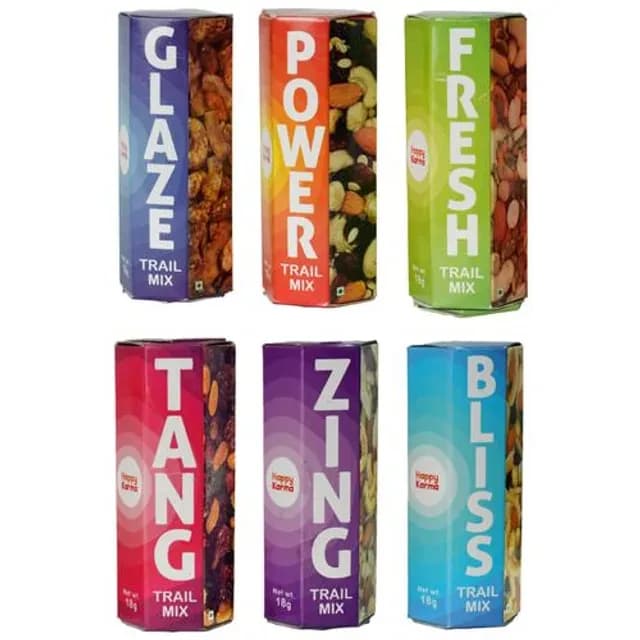 Happy Karma Variety Trail Mix - Glaze, Power, Fresh, Tang, Zing & Bliss — 6