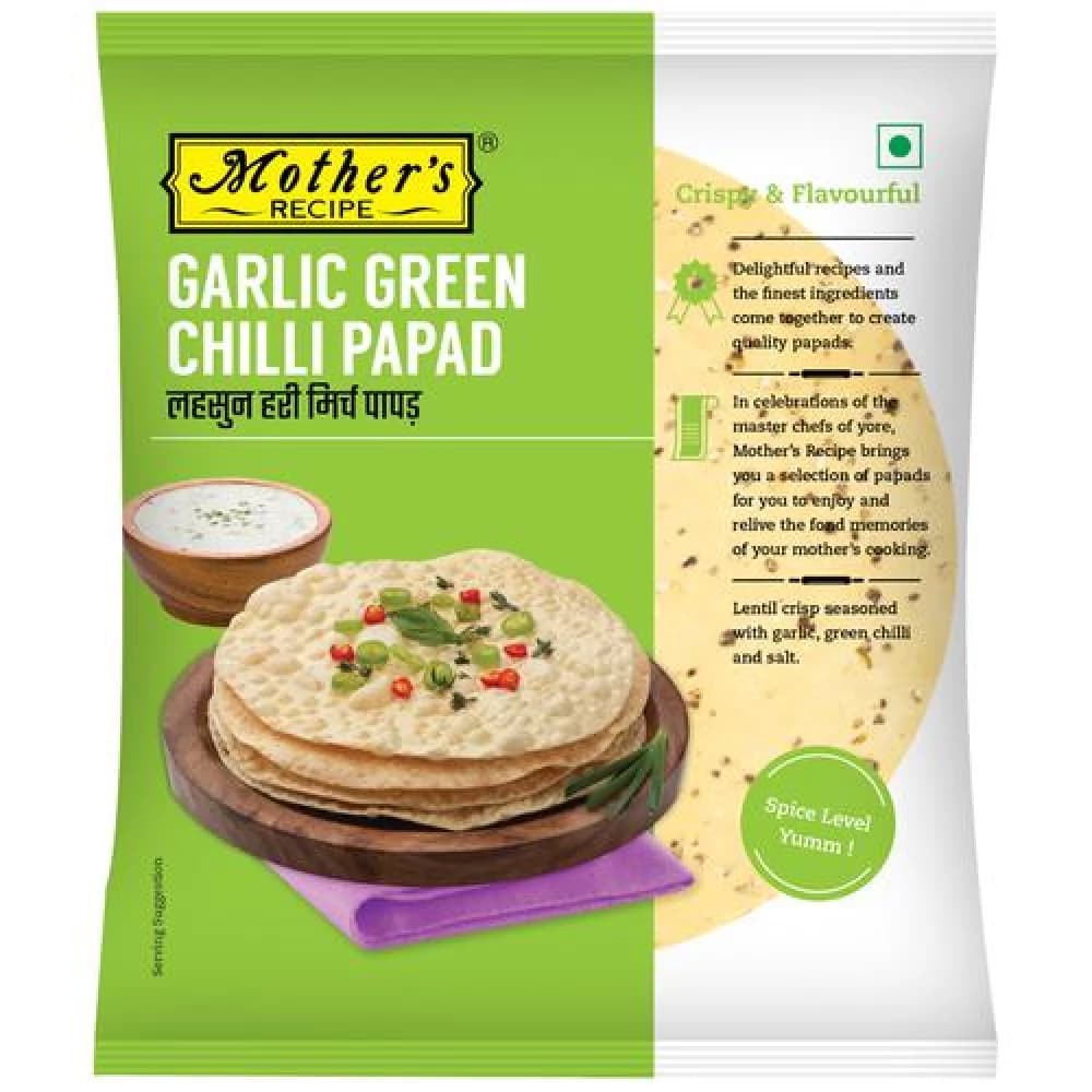 180 G Motherss Recipe Papad Garlic Green Chilli ShopIndianProductsa