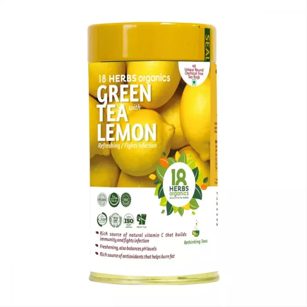 18herbs organics Green Tea With Lemon Tea Bags 40 Sachet Main Image