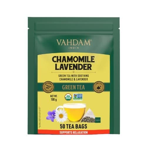 2 G 50 Bags X 2 G Each Vahdam Chamomile Green Lavender Green Tea Provides Relaxation ShopIndianProductsa