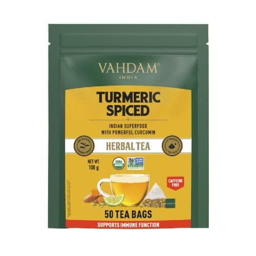 2 G 50 Bags X 2 G Each Vahdam Turmeric Spiced Herbal Tea Supports Immune Function ShopIndianProductsa