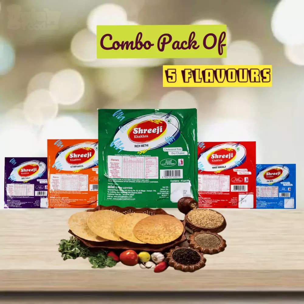 Shreeji Khakra Five Flavours Of Shreeji Khakhra Combo Pack — 5