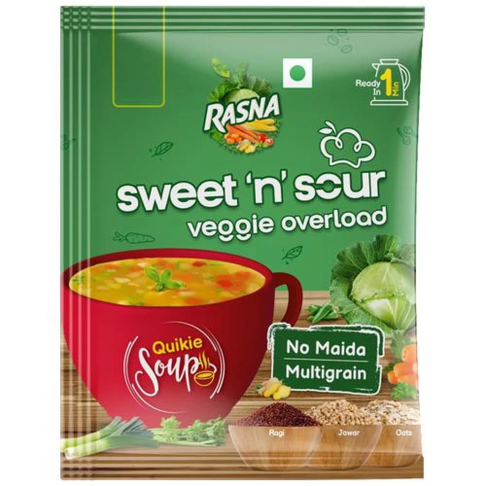 20 G Rasna Sweet N Sour Veggie Overload Quickie Soup Multigrain ShopIndianProductsa