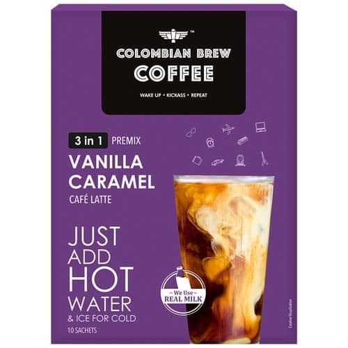 200 G 10 Sachets Colombian Brew Coffee Instant Coffee 3 In 1 Premix Vanilla Caramel ShopIndianProductsa