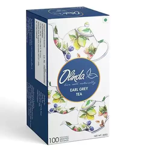 200 G 100 Bags X 2 G Each Olinda Earl Grey Tea Bergamot Mild Citrrusy Flavour ShopIndianProductsa