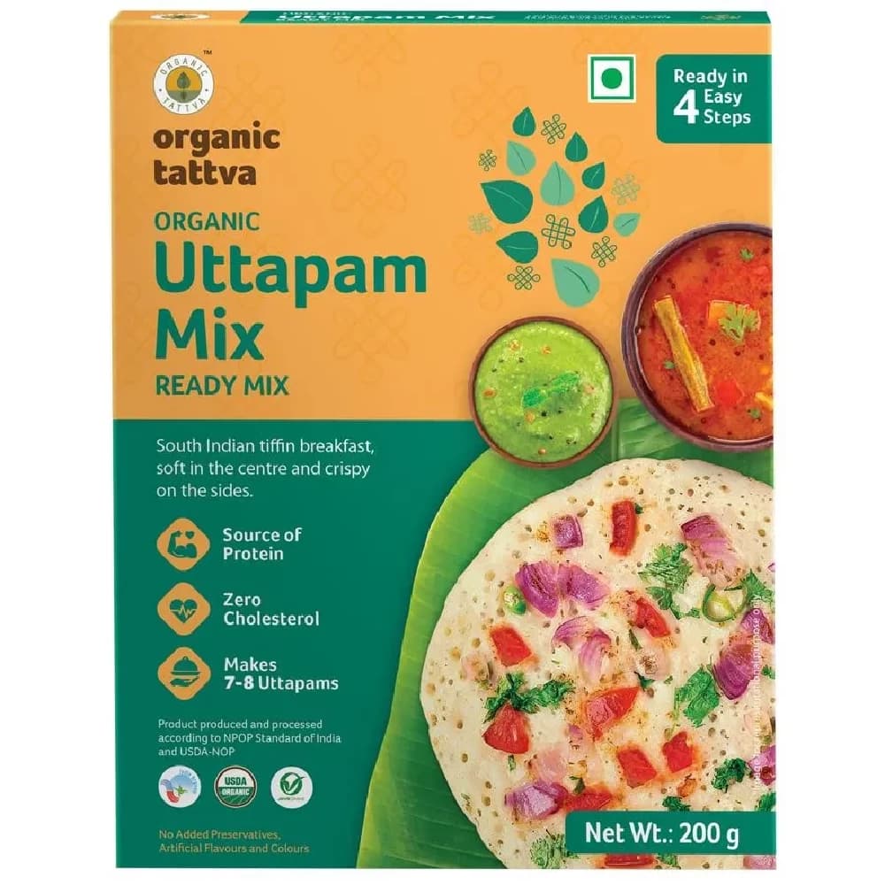 200 G Mono Carton Organic Tattva Organic Uttapam Ready Mix Crispy Source Of Protein Zero Cholesterol ShopIndianProductsa