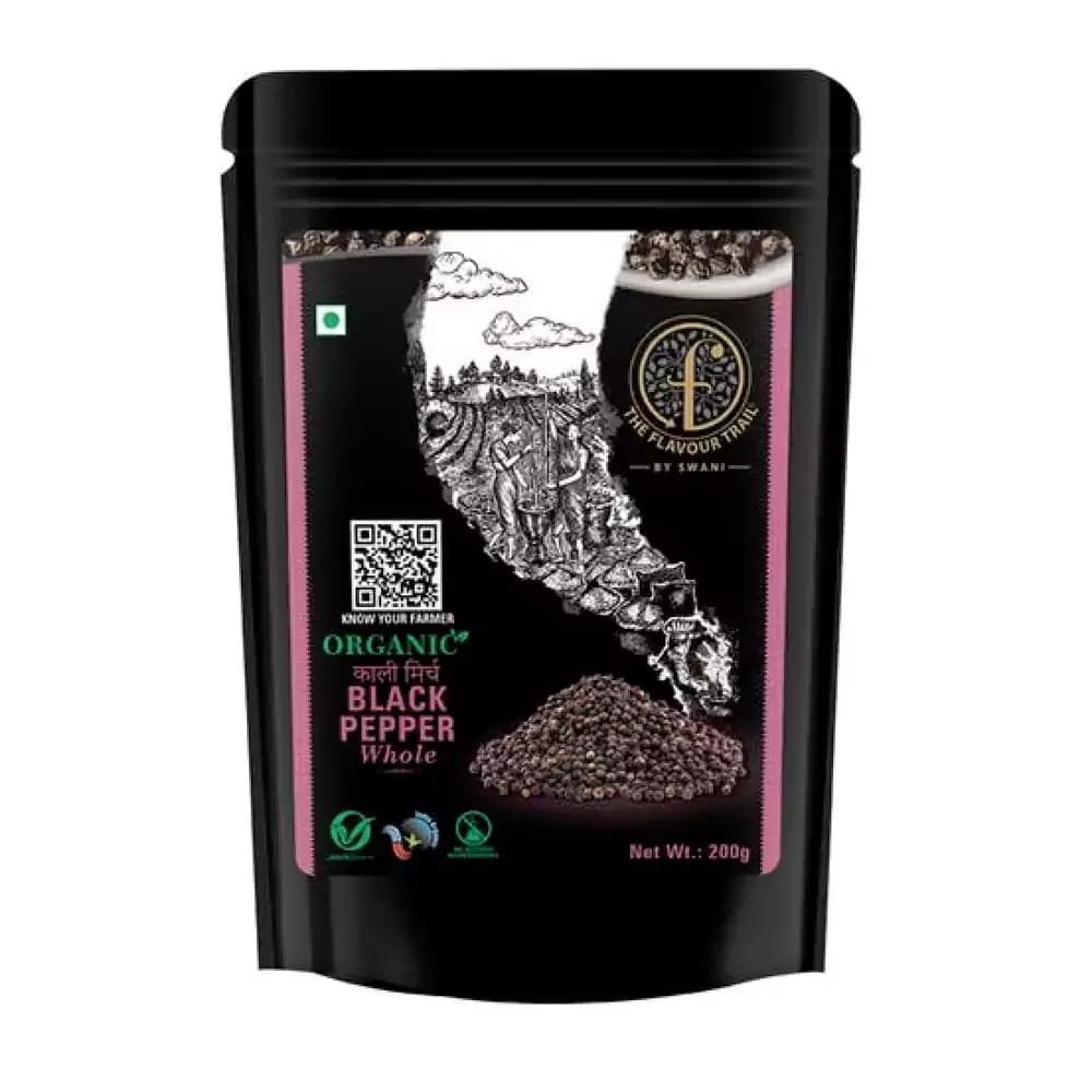 200 G The Flavour Trail By Swani Black Pepper Whole Organic Kali Mirch ShopIndianProductsa