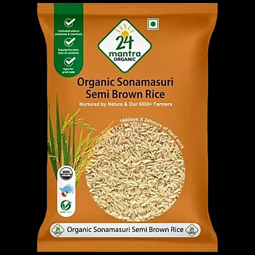24 Mantra Organic Sonamasuri Raw Semi Brown Rice, 1Kg-Main image
