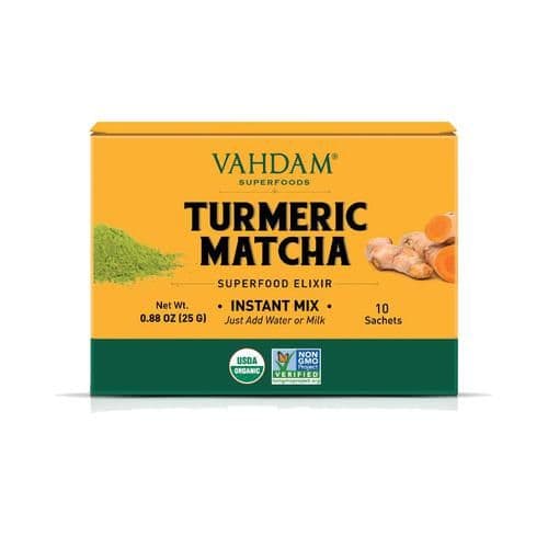 25 G 10 Sachets X 25 G Each Vahdam Organic Turmeric Matcha Elixir Improves Focus Immunity ShopIndianProductsa