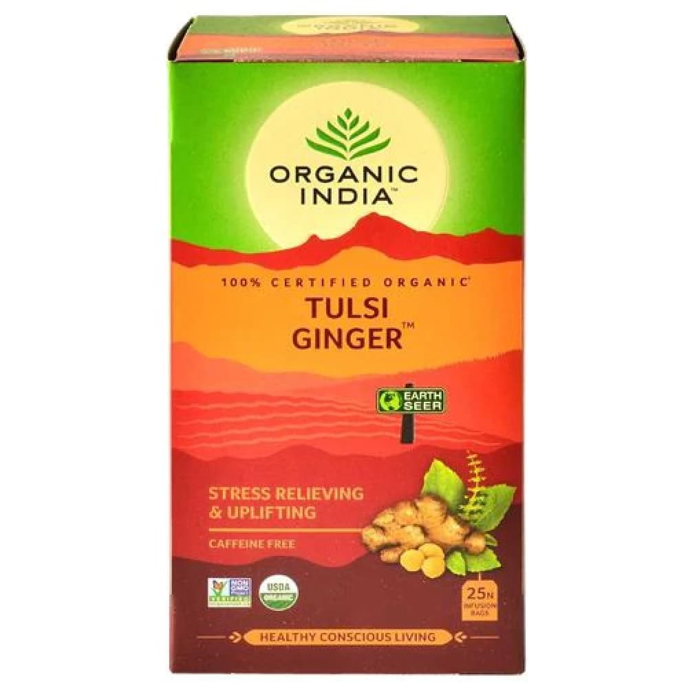 25 Pcs Organic India Tea Tulsi Ginger ShopIndianProductsa
