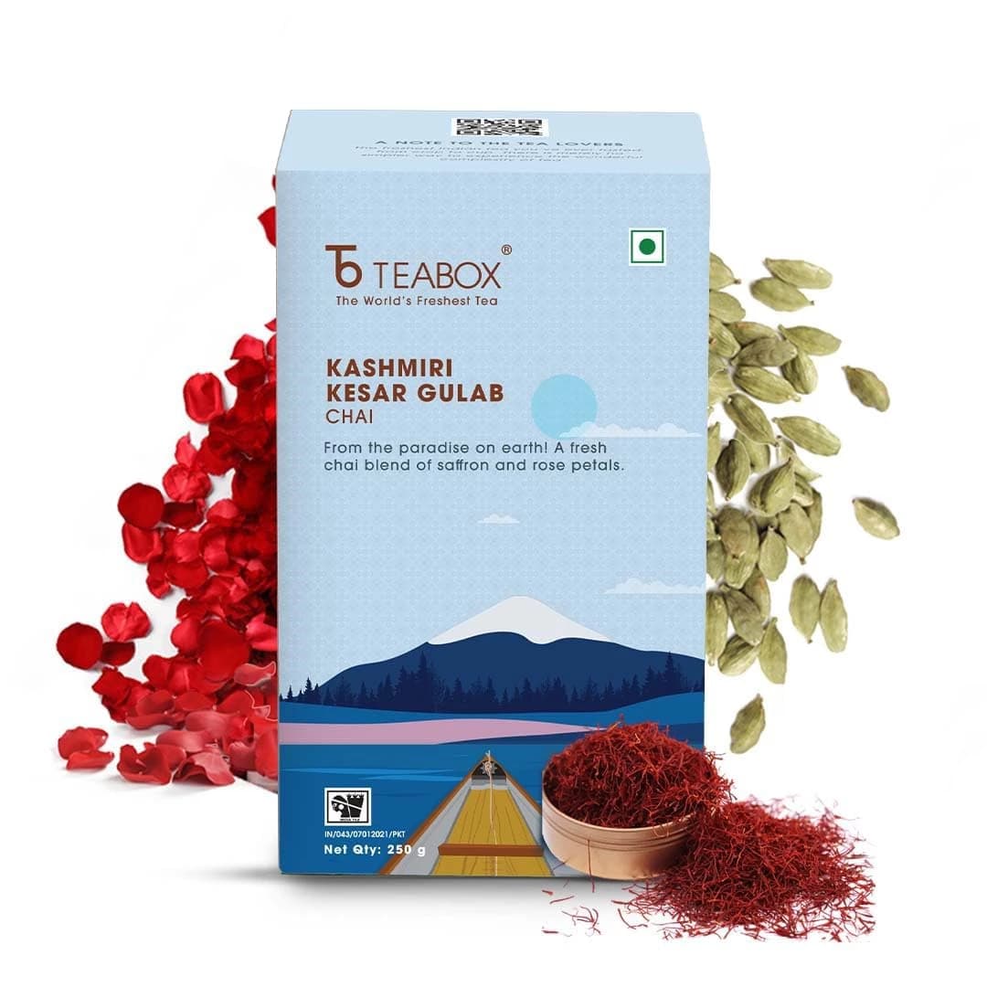 250 G Teabox Kashmiri Kesar Gulab Chai ShopIndianProductsa