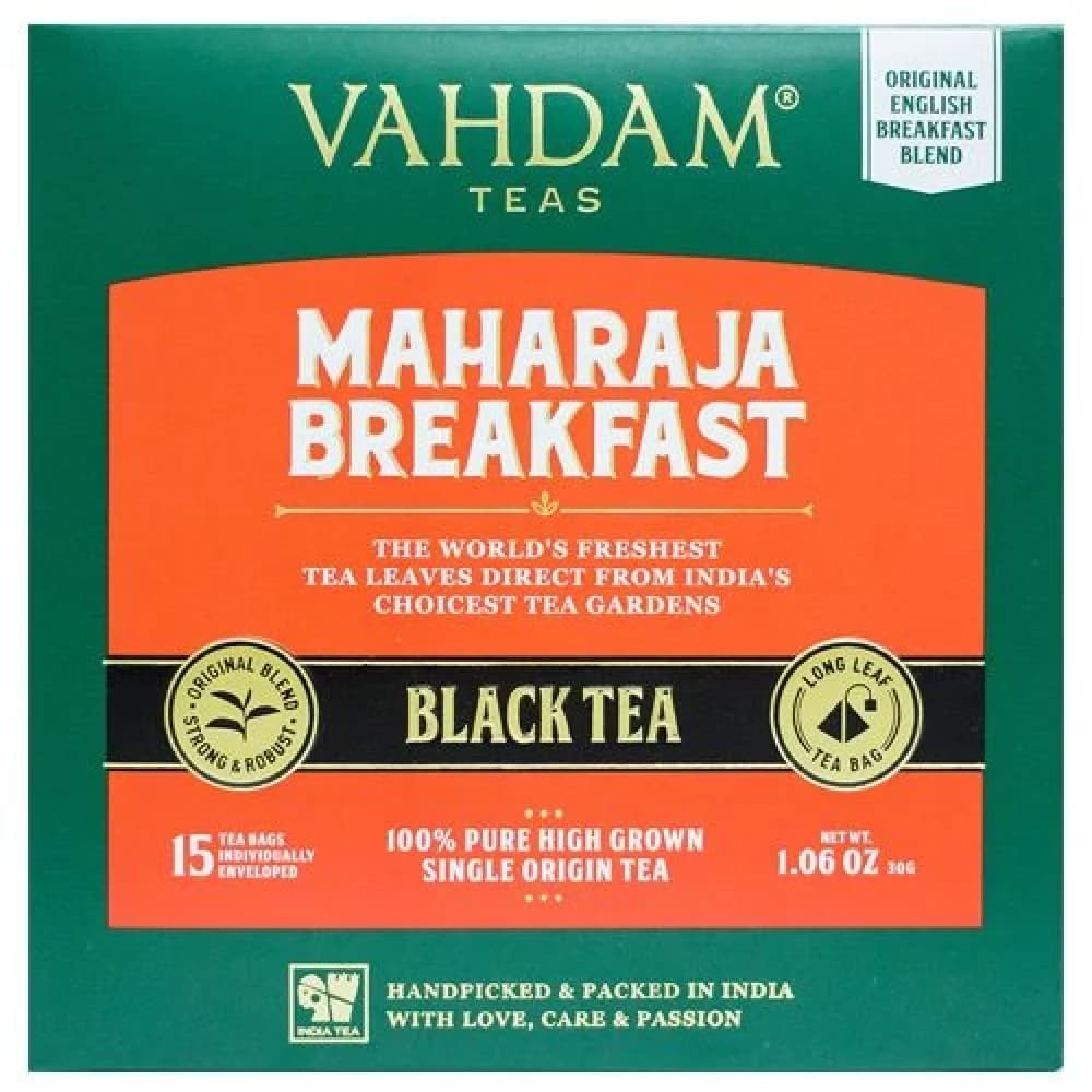 30 G 15 Bags X 2 G Each Vahdam Maharaja Breakfast Long Leaf Black Tea ShopIndianProductsa