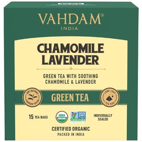 30 G 15 Pyramid Bags X 2 G Each Vahdam Chamomile Lavender Green Tea Bags Calming Tea For Sleep ShopIndianProductsa