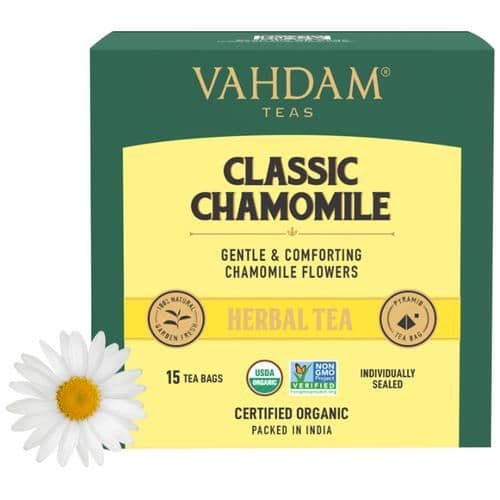 30 G 15 Pyramid Bags X 2 G Each Vahdam Organic Classic Chamomile Tea Bags Stress Relief Calming Tea For Sleep ShopIndianProductsa