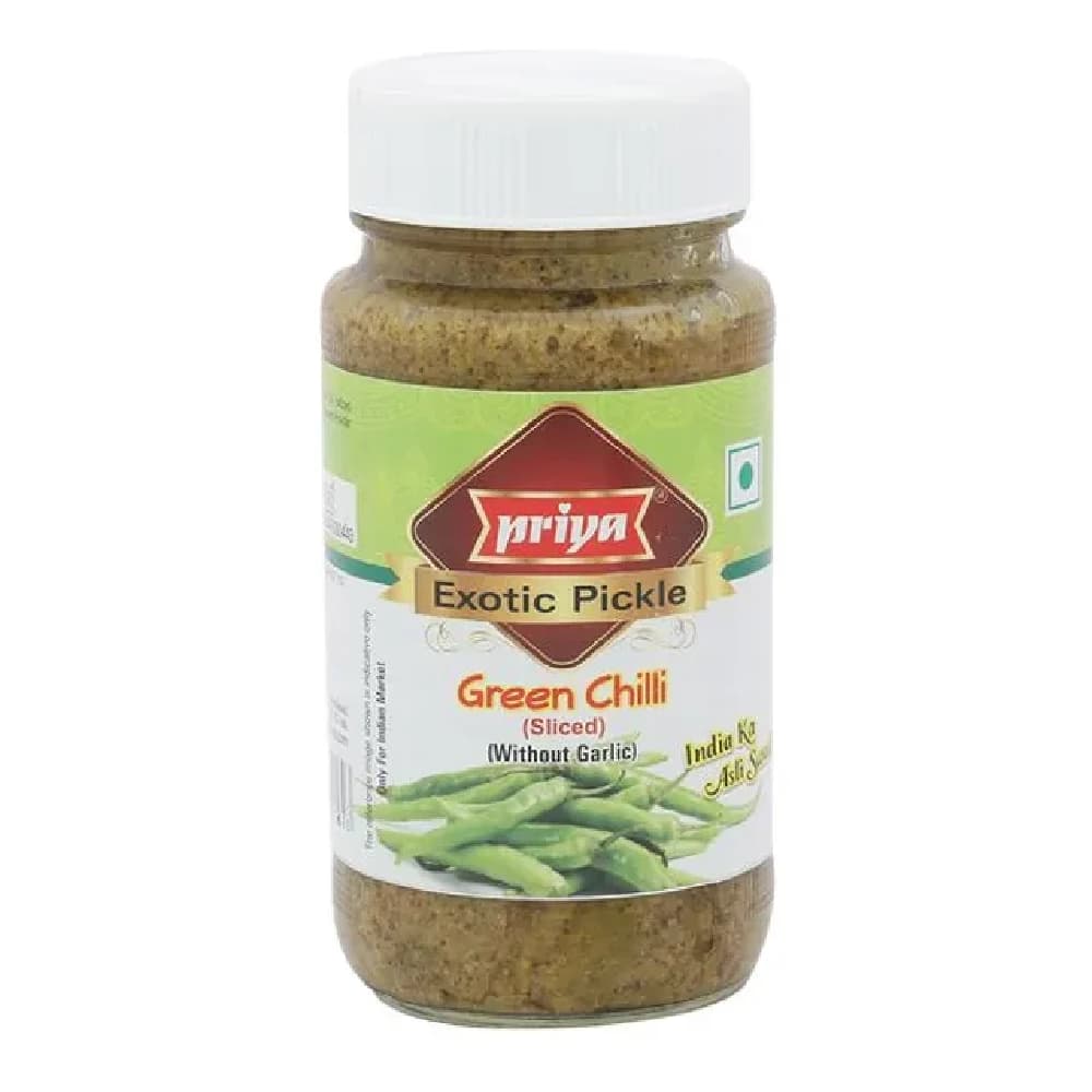 300 G Priya Green Chilli Sliced Pickle Without Garlic ShopIndianProductsa